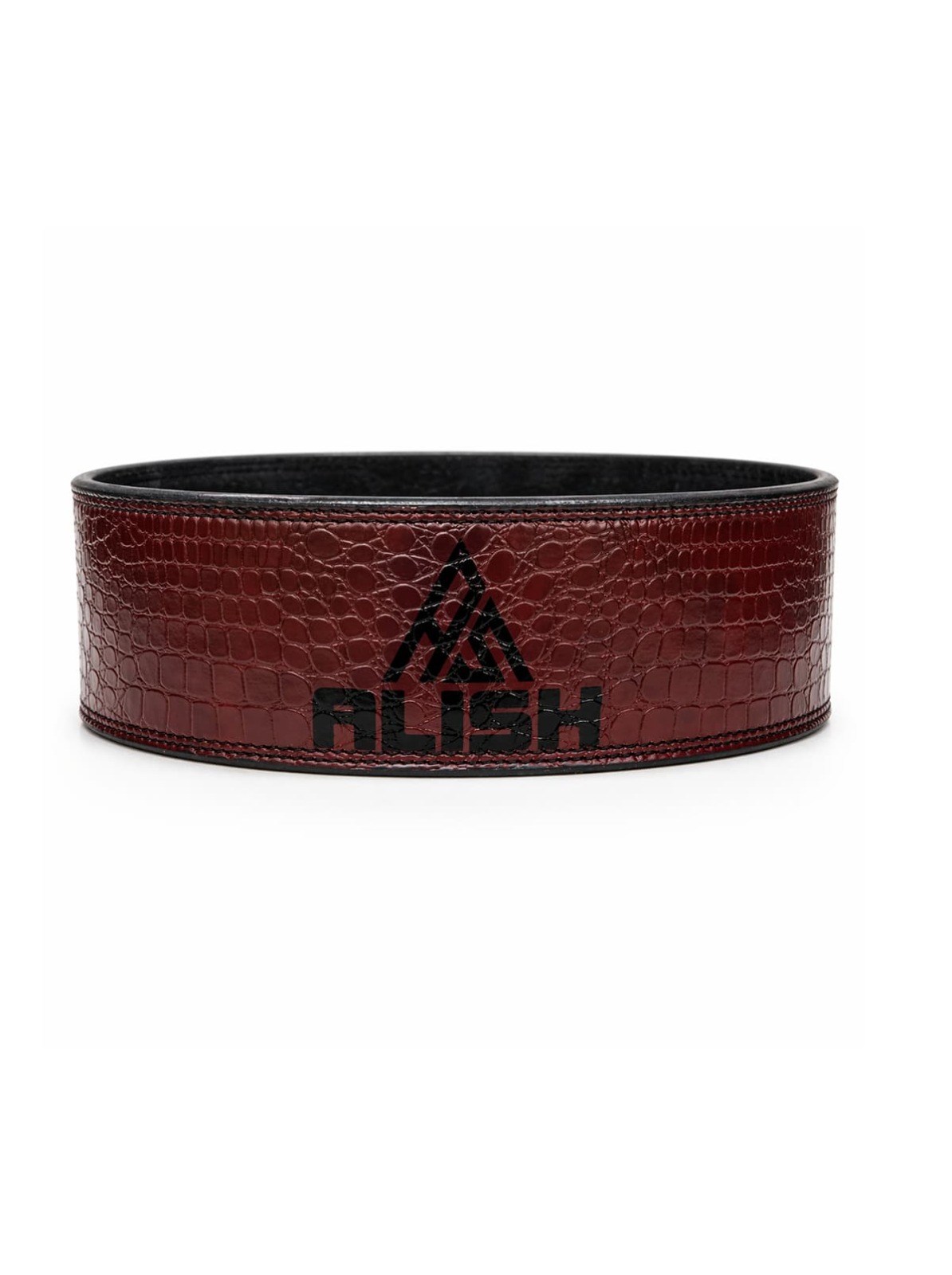 ALISH Croc Texture Leather Lifting Belt (Dark Red)