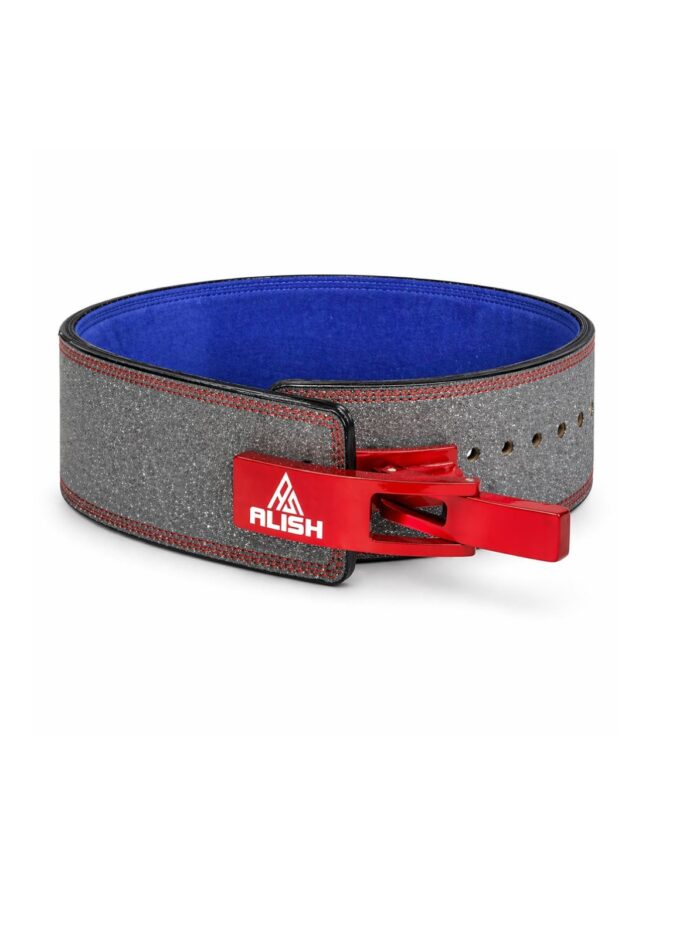 10MM LEVER BELT - GREY-BLUE/RED