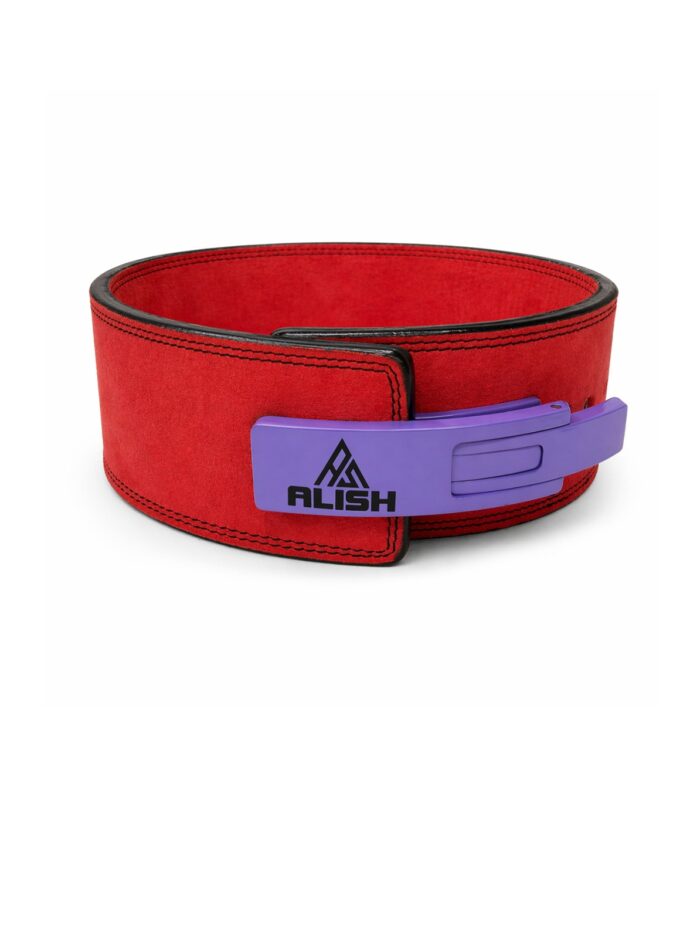 10mm ALISH Heavy Duty Lever Powerlifting Belt 10mm (Red/Purple)