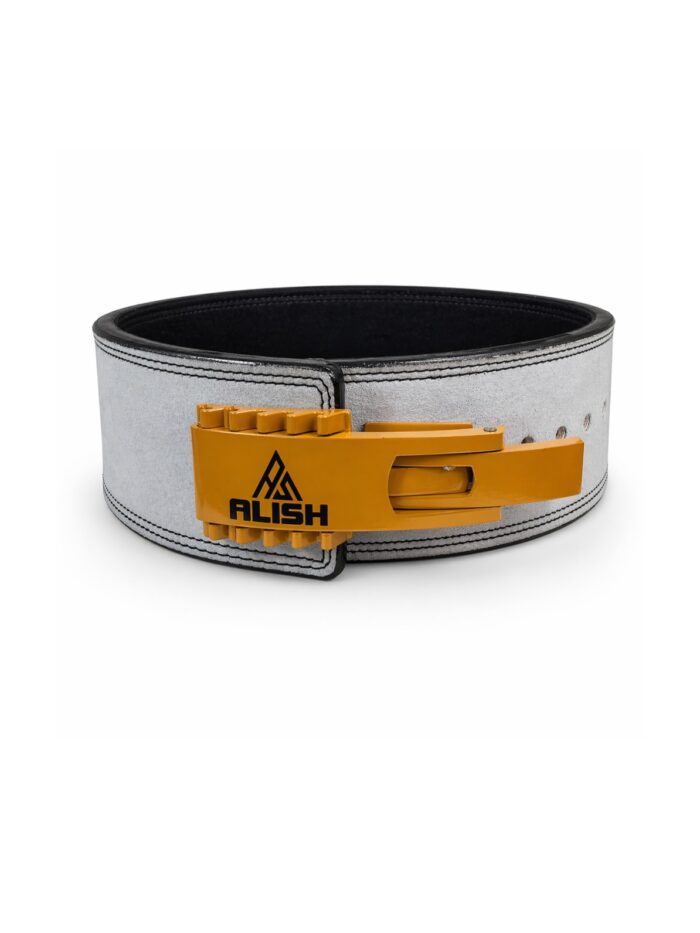10mm ALISH Premium Suede Powerlifting Belt (White/Black)