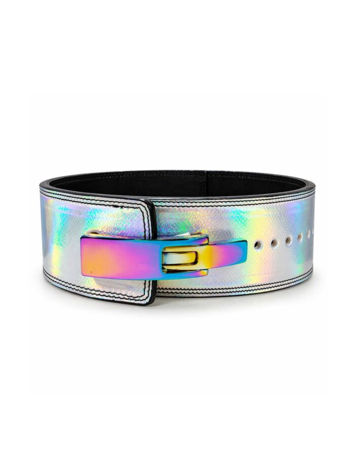 10MM LEVER BELT -SILVER HOLOGRAPHIC