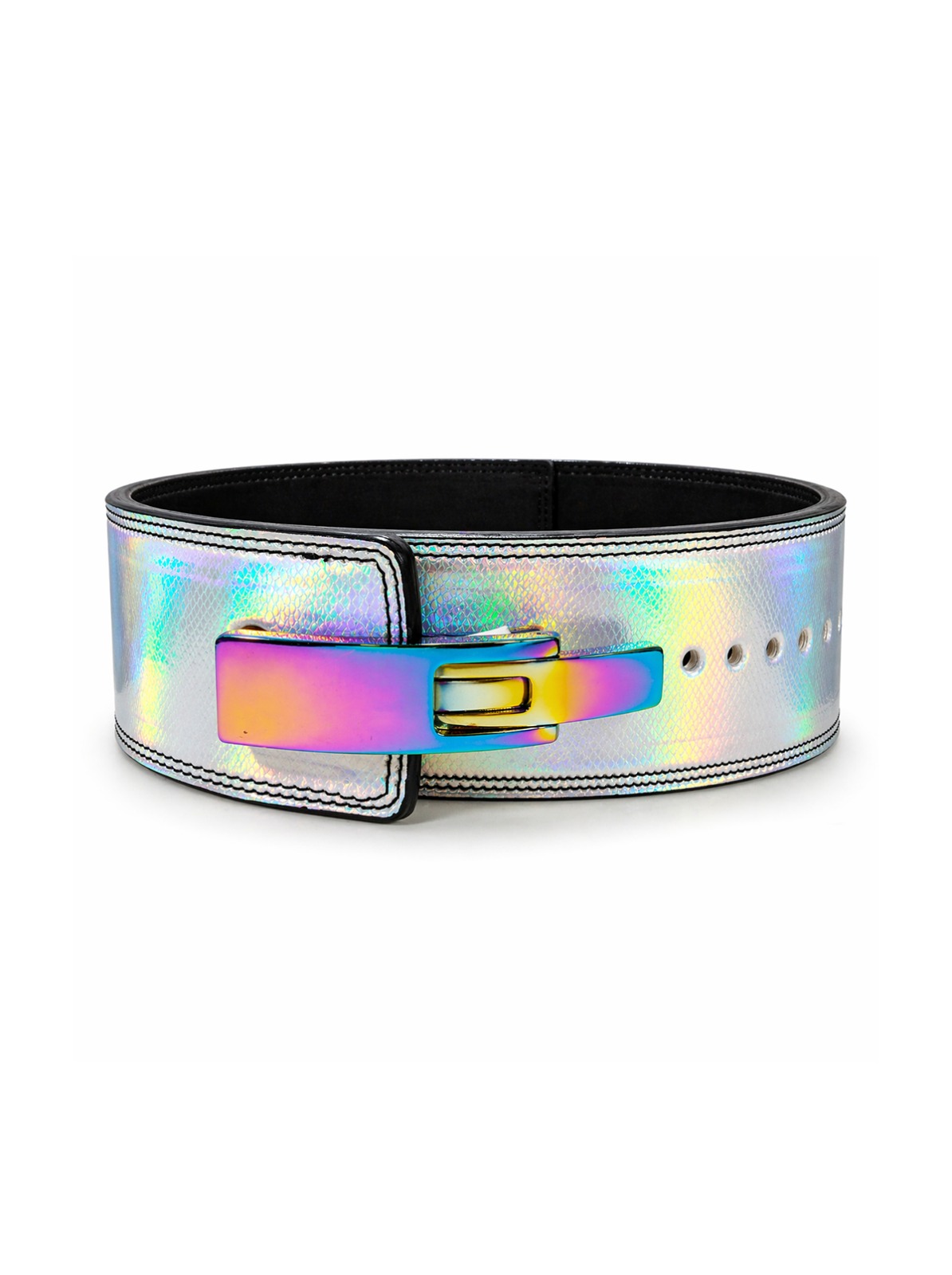10MM LEVER BELT -SILVER HOLOGRAPHIC
