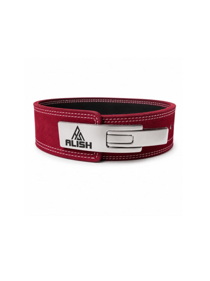 3INCH LEVER BELT – ( MAROON  & SILVER BUCKLE )