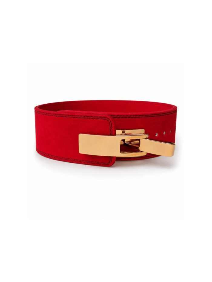 10MM LEVER BELT - ( RED & GOLDEN BUCKLE )